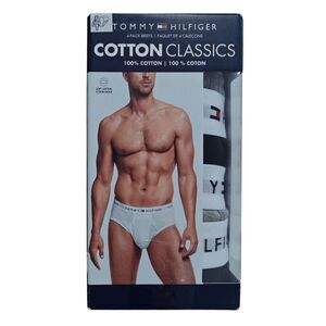 NEW Tommy Hilfiger Underwear Briefs Cotton Classics Men's L Large Black Grey NWT
